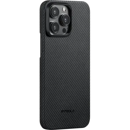 Чехол Pitaka MagEZ Case 4 iPhone 15 Pro, черно-серый, тонкое плетение